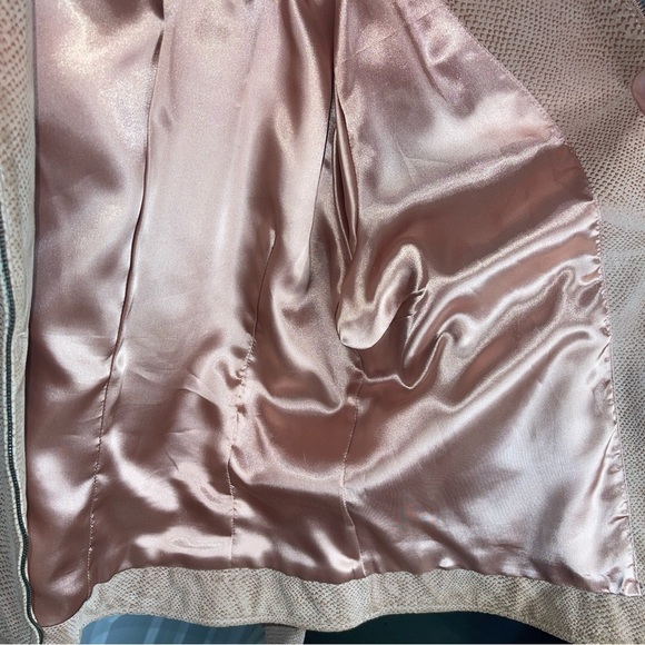 Terry Lewis Pink Suede Jacket Croc Embossed Size Medium 100% Leather Mauve Crop - Picture 4 of 9